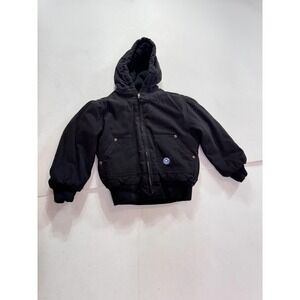 Polar King Jacket Kids XS Black Hooded Canvas Insulated Bomber Winter Workwear
